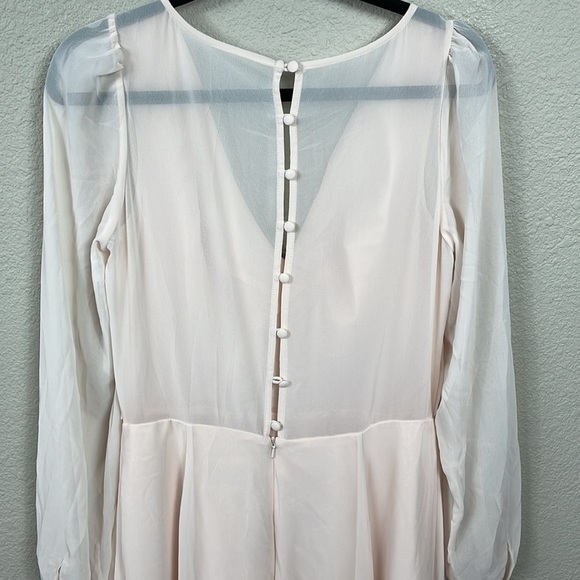 New Watters & Watters x BHLDN Nova Maxi Dress Ice Pink Chiffon Sz 10 - Picture 6 of 12
